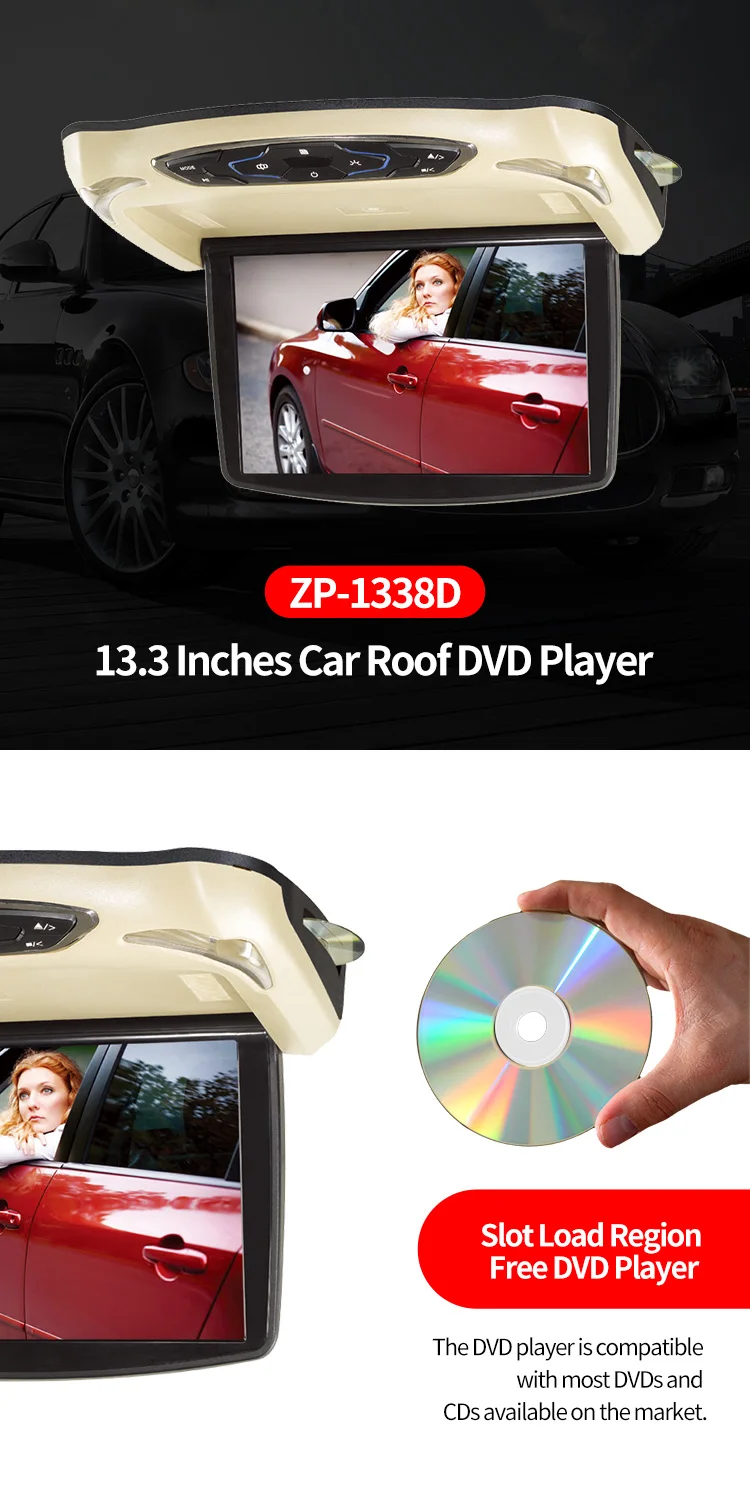 1338d 13 3inch 13 3 Car Roof Mounted Dvd Monitor Car Ceiling Flip Down Overhead Dvd Player Monitor Buy Overhead Dvd Player Monitor Flip Down Dvd