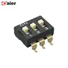 Low Profile SMT Black Raised Actuator 6 Pin Dip Switch 3 Position