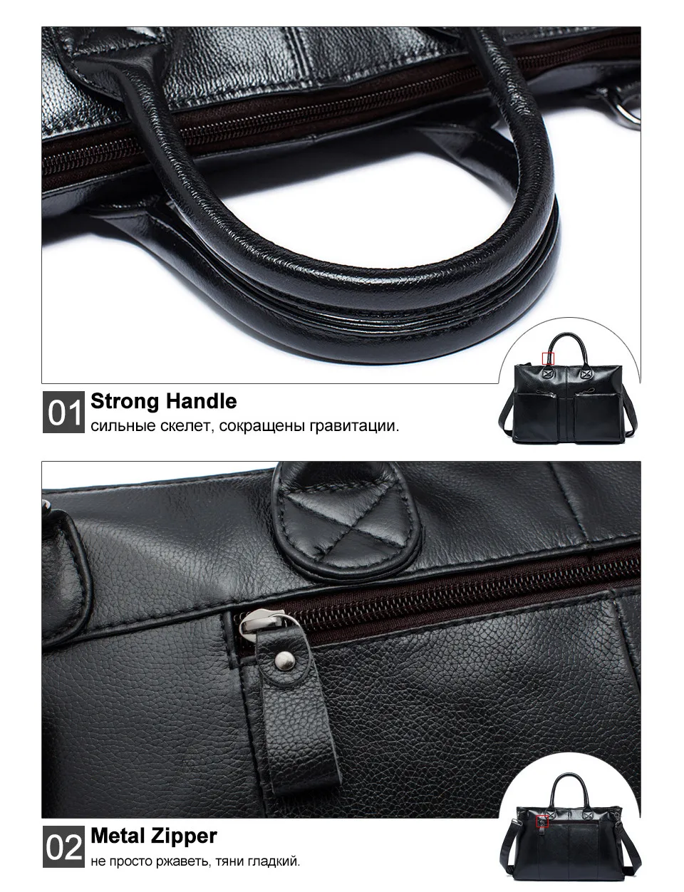 Simple Fashion Genuine Leather Laptop  Men Briefcases Casual  Shoulder bags
