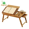 Portable Folding Bamboo adjustable laptop bed study table with tilting top and drawer