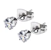 Stainless steel titanium stainless steel six claw zircon stud earrings six claw circular color inlaid drill single diamond stud