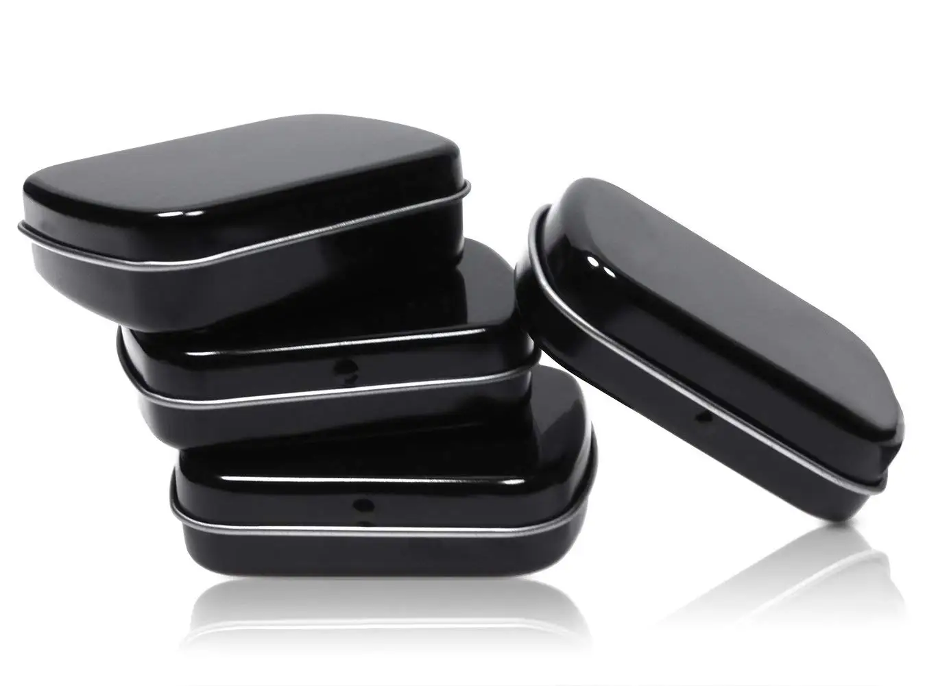 Mini Skater Metal Hinged Lid Tin Containers Portable Small Storage Empty Box for Candies, Pills, Earring and Jewelry Craft, 4Pcs