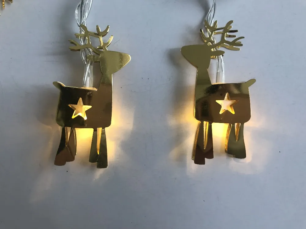 2019 Led Metal Gold Deer Lights Battery String Christmas Decoration