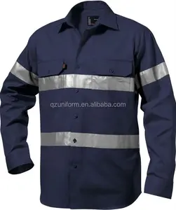 Custom Button Front Work Shirts Cotton Drill Work Shirt Breathable Reflective Safety Work Shirt Custom Button Front Work Shirts Cotton Drill Work Shirt Breathable Reflective Safety Work Shirt