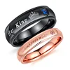 316L Stainless Steel Jewelry Rose Gold & Black Color Her king His Queen Crown Custom Ring