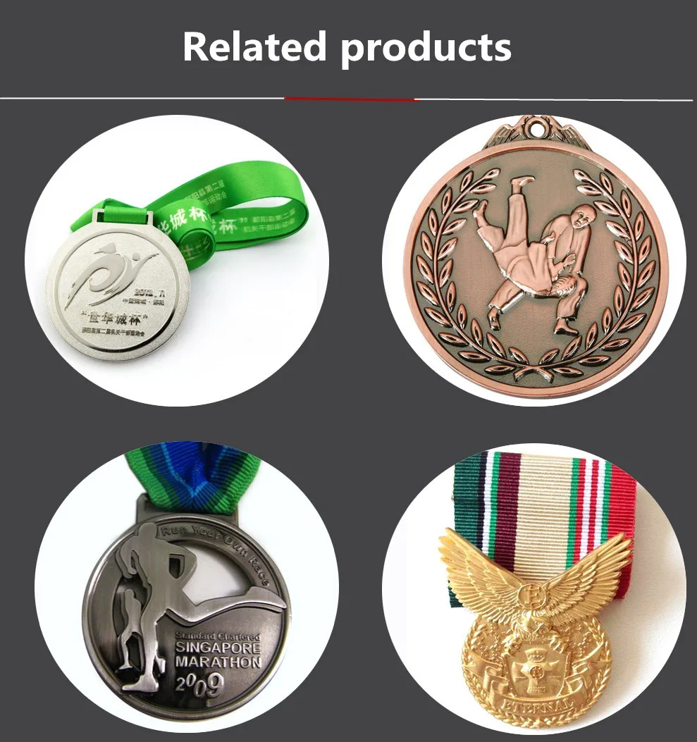 Custom sport souvenir ribbons metal medals award