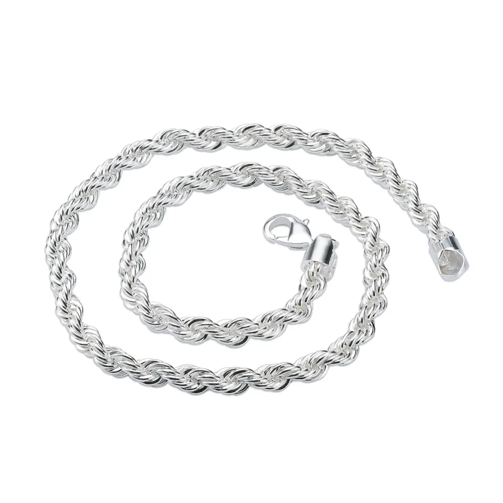 925 Silver Plated 4mm Wide 31figaro Link Necklace Chain Men's 24 Inch Raw Brass Jewelry Supply