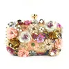 Afrifcan fashion 3color women bling party wedding vintage flower embroidered beaded small box evening bag clutches