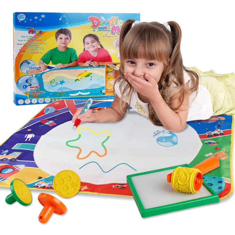 Reusable Travel Aqua Doodle Mat 4 Color Kids Drawing Water Magic