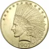 United States 10 Dollars Indian Head Eagle with motto 1907Brass Coins
