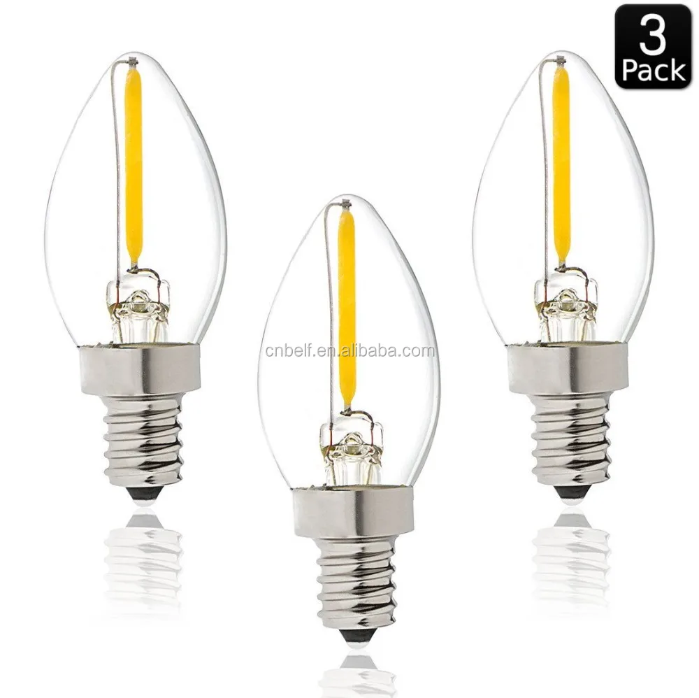 C7 Vintage LED Filament Light Bulb 1W Equivalent to 15w Incandescent Bulb E12 E14 Candelabra Base Warm White 2700K