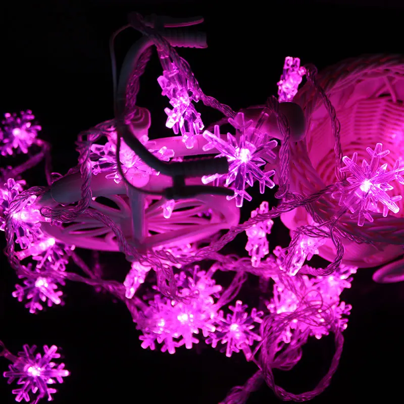 snow garland with lights