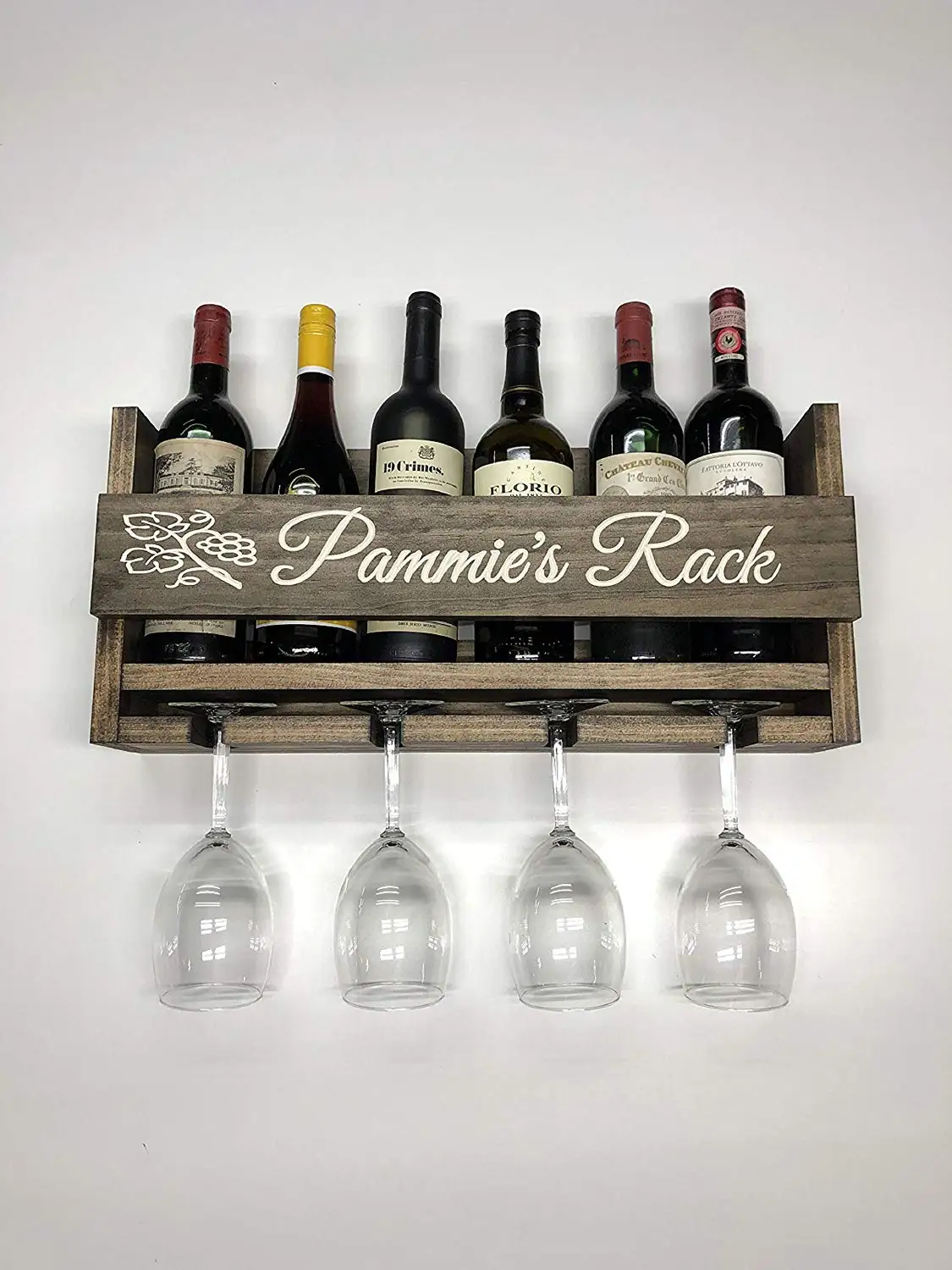 Personalized Wine Holder Find Deals Personalized Wine Rack Engraved Rustic 6 Bottle Wall Mount With 4 Gl