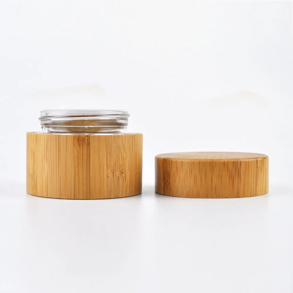 Bamboo Cream Oil Cosmetic Glass Container 5ml 10ml 20ml 30ml 50ml 100ml ...