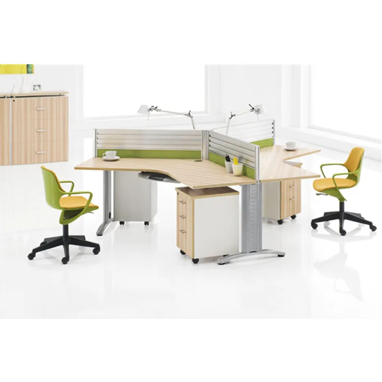 120 Degree Metal Frame Office Cubicle Multi User Computer Desk