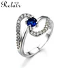 Fashion jewellery 100% 925 sterling silver blue stone setting valentine's finger ring bulk buy from China