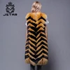 China Supplier Winter Vest Latest design tiers colorful raccoon fur long vest for women