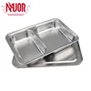 304 Stainless Steel 2 Compartments(2 Rectangle) Rectangle Deepen Dinner Hospital Divided Snack Plates/Tray