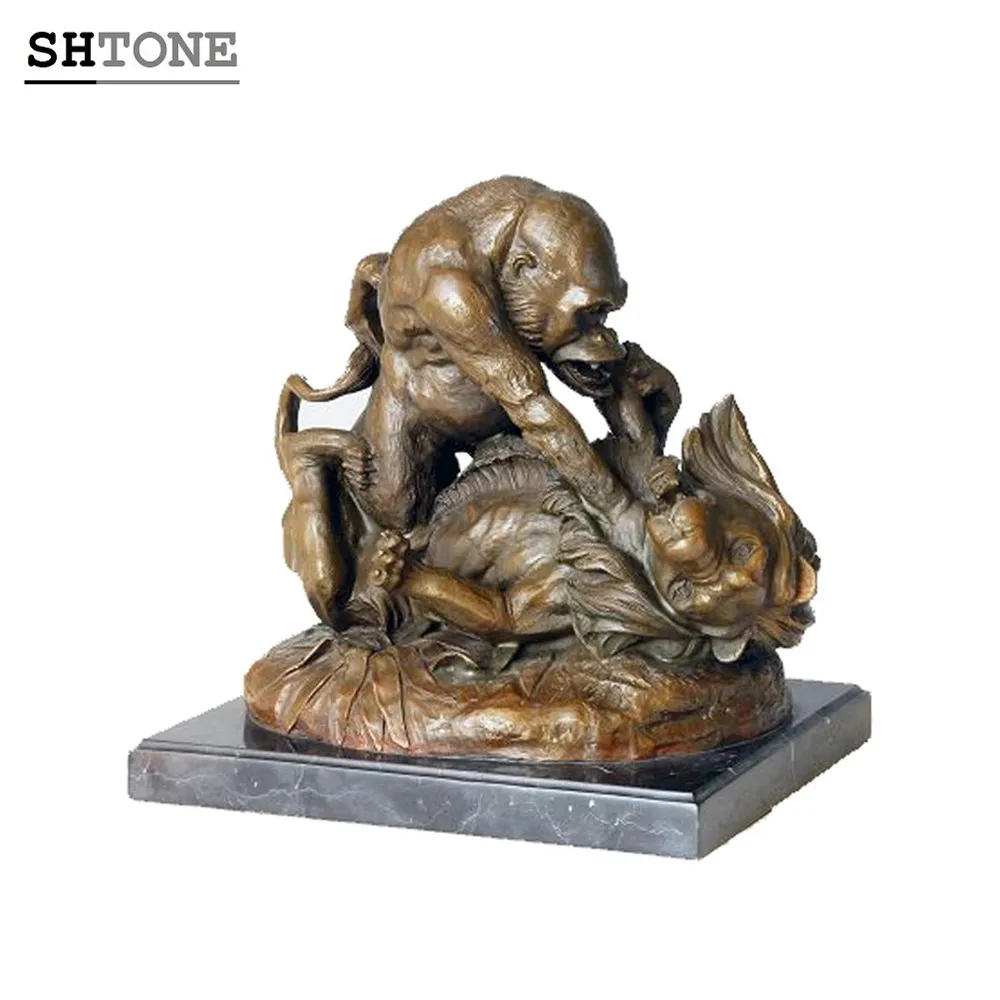 SHTONE Bronze Statuen Affe Tier Skulpturen TPAL-149 Orang-utan Kampf Home Deco Statue Sammlung