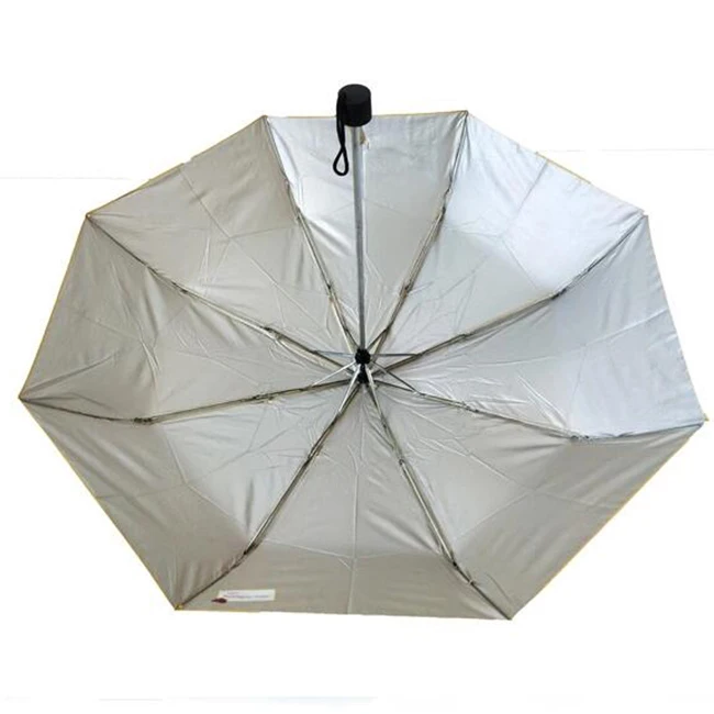 Cheap 3 fold promotion umbrella custom logo with silver coated