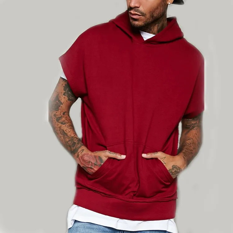 red short sleeve hoodie mens