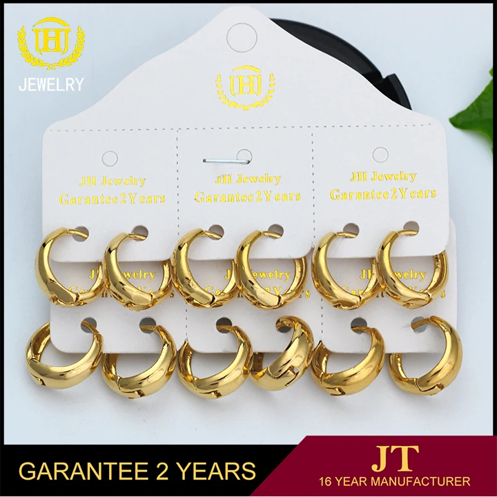 18k Gold Plated Filled Hoop Earrings Round Earrings - Buy Gold Earing