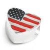 Handmade heart enamel USA flag custom bead