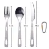 Outdoors camping titanium knife spoon and fork tableware set