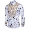 New fashion men's ethnic floral flower 3D three-dimensional printed long-sleeved shirt