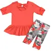 wholesale children clothing usa kids clothing bows girls floral tunic set