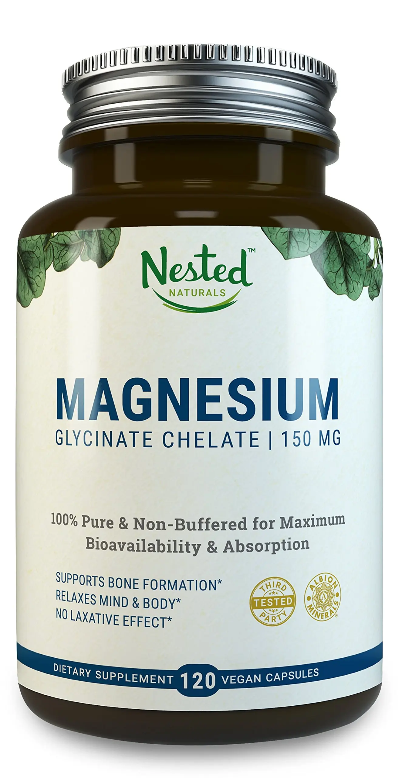 19.95. MAGNESIUM GLYCINATE CHELATE 150mg 120 High Absorption & Bioavail...