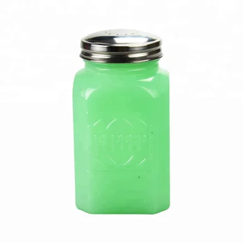 green glass spice jars