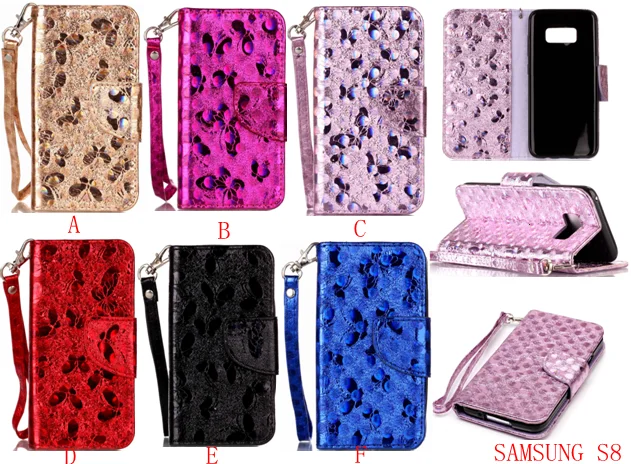 Book Wallet Laser butterfly leather flip phone case for Huawei P10 / P10 plus