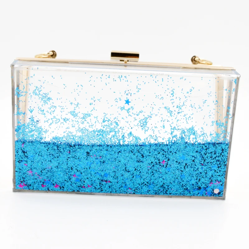 blue glitter clutch bag