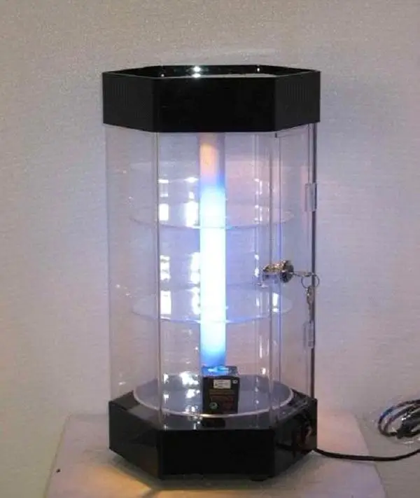 Revolving Acrylic Jewelry Display Showcase Led Lighting Perspex