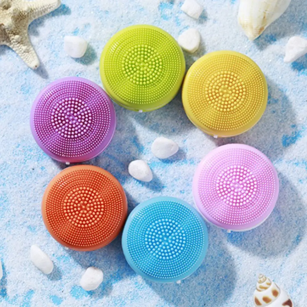 Electric Facial Cleansing Brush Silicone Vibration Mini Cleaner Deep Pore Round Cleaning Skin Massage face brush cleansing