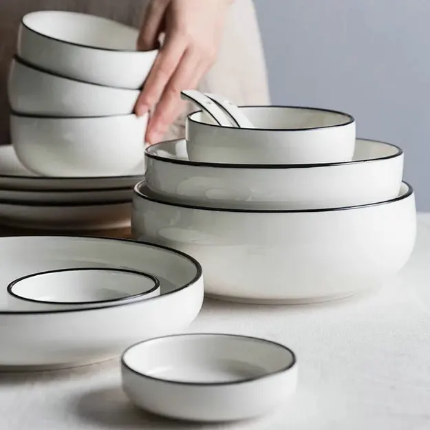 Wholesale Home Goods China Supplier White Glazed Stoneware Dinnerware