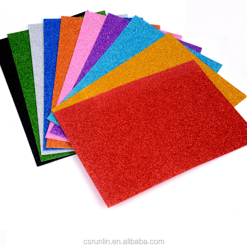 Pk of 10 A4 Glitter Self Adhesive Foam Sheet 1.8mm Assorted Colours Craft  DIY