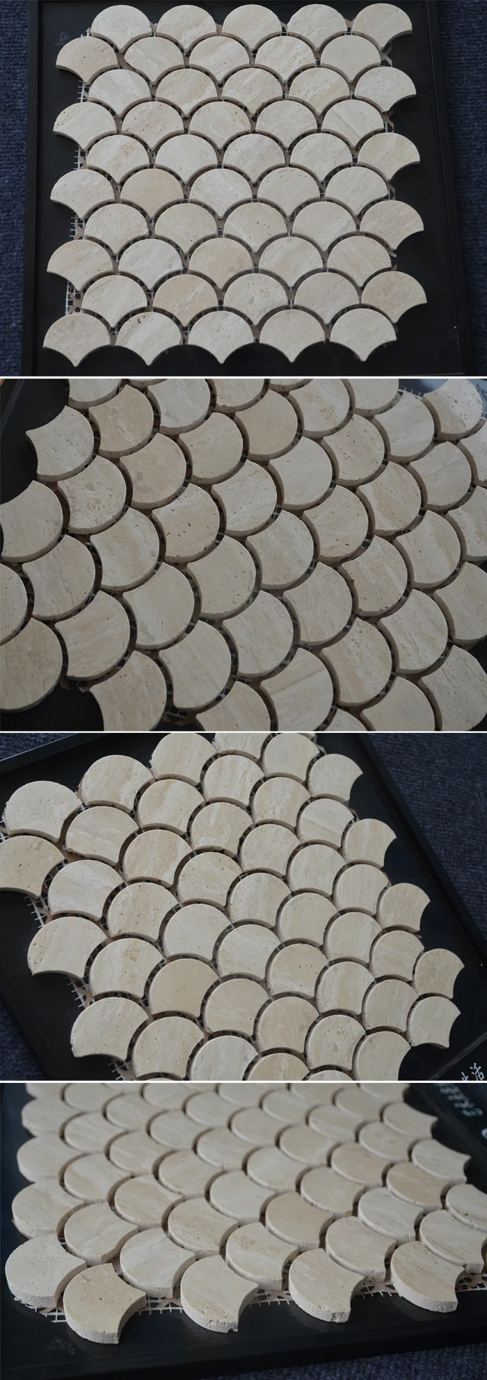 fancy waterjet fan shaped mosaic tile