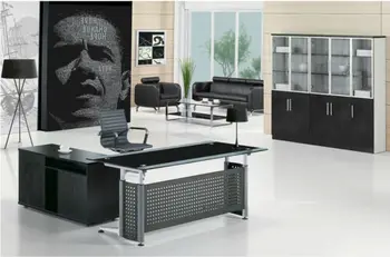 black glass office desk