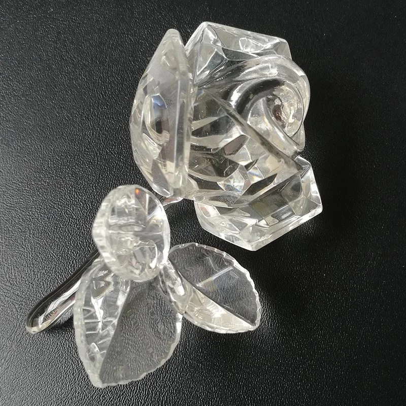 Ywbeyond Romantic Crystal Love Gift Items Crystal Rose Flower with three pcs leaves valentines day gifts