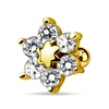 6 CZ Flower 14K Gold Plated Surgical Steel Inside Helix For Piercing