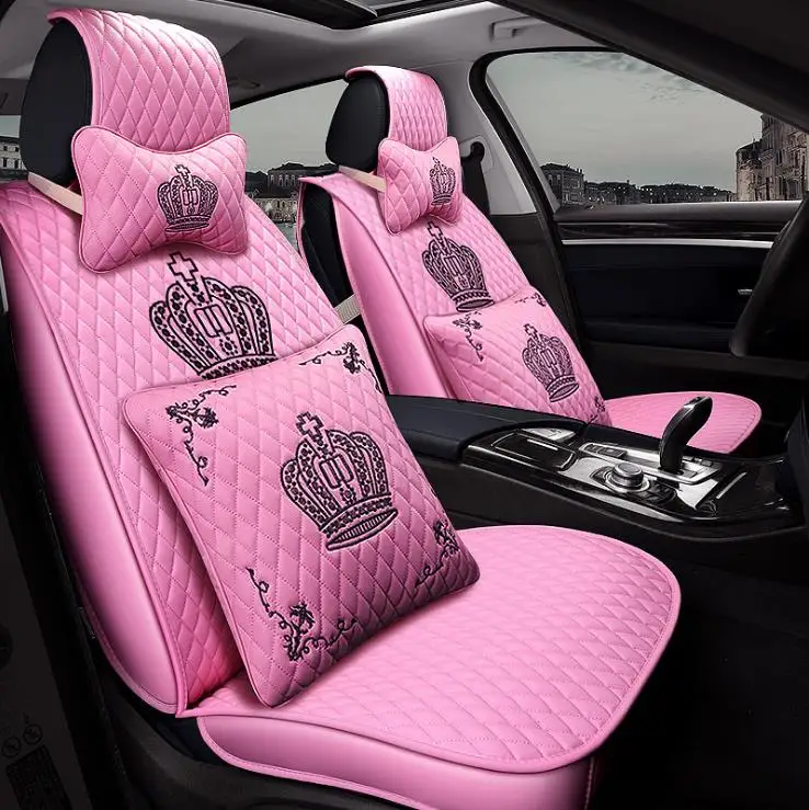 Diamond Leather Full Surrounded Universal Ladies Car Seat Cushion