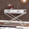 Modern X shape stainless steel leg mirrored console table with 2 drawers