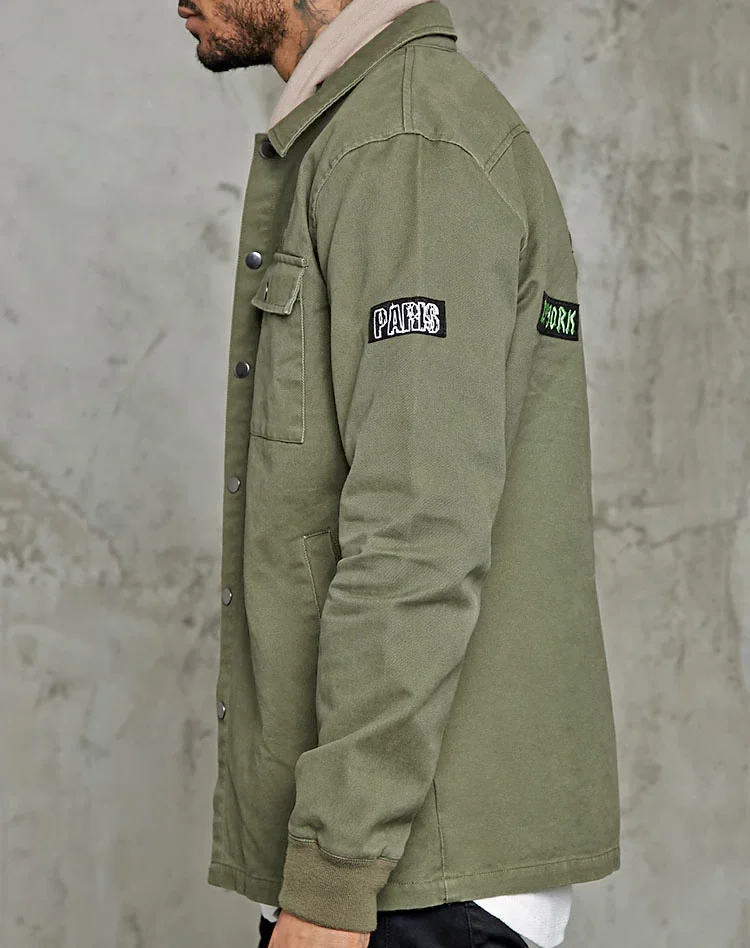 Latest Design Custom Mens Cotton Army Green Jacket With Patches Buy