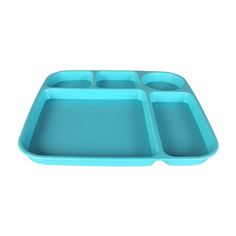 5 Division Cheap Colorful Lunch Melamine Fast Food Tray With Cup Holder ...