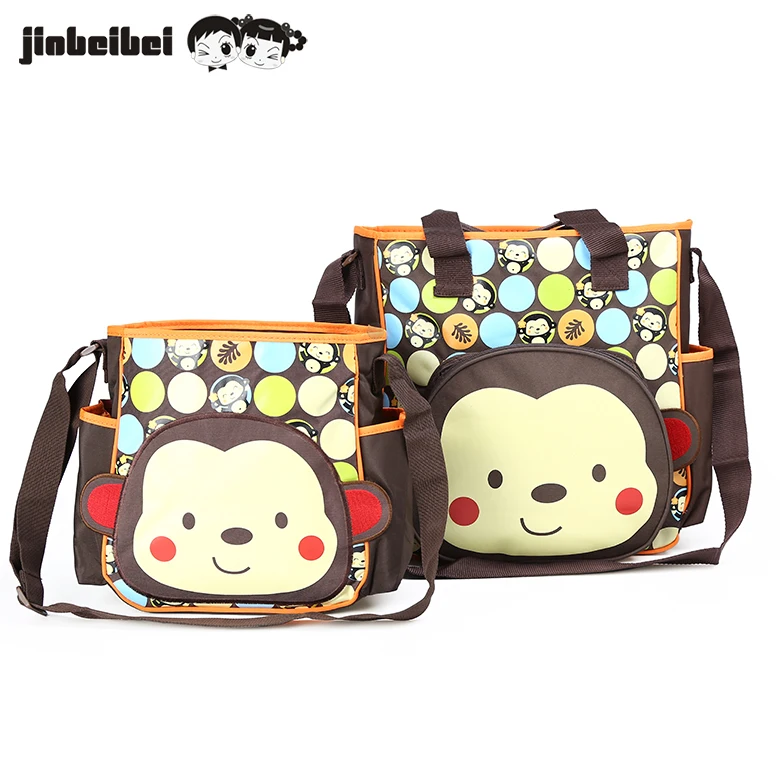 Cute Mommy Outdoor Infant Diaper Cartoon Embroidery Monkey Baby Bag