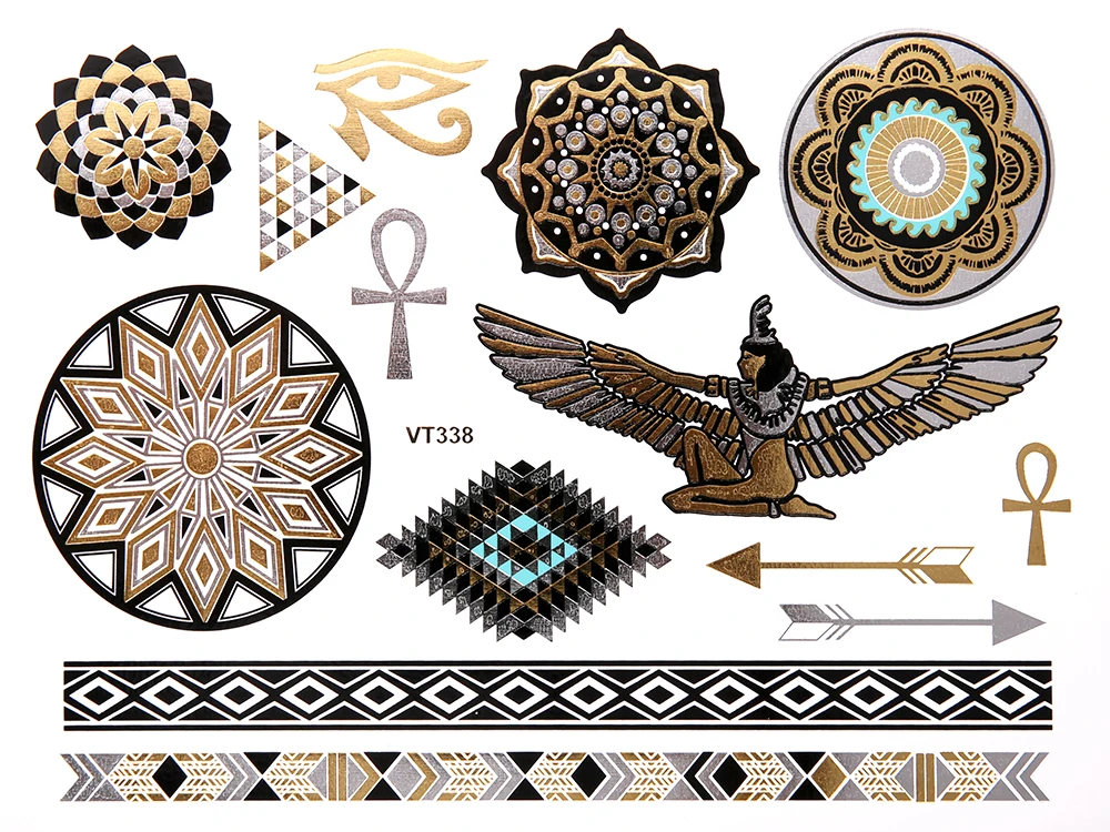 Lager Mode guld tillfälliga tatuering klistermärken för hand dekoration fabrikspris