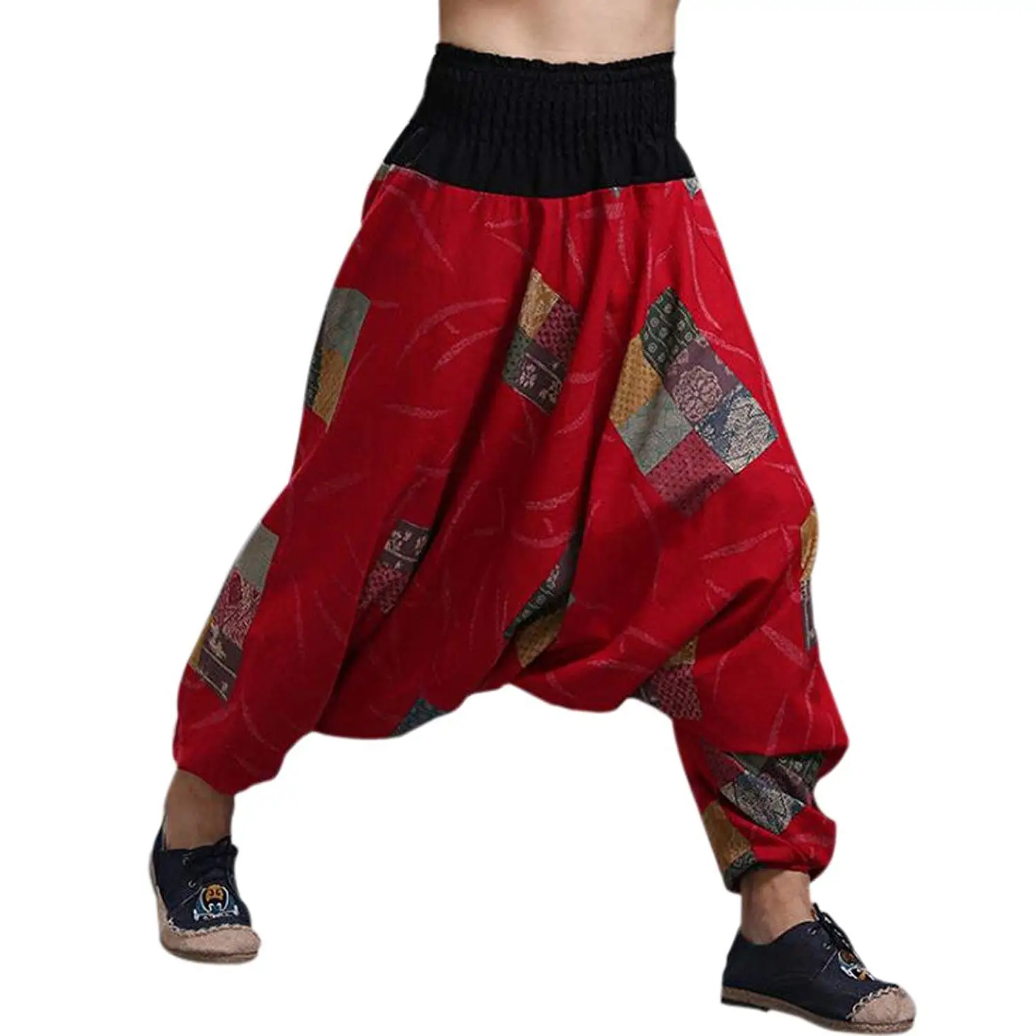 THE HAREM STUDIO Mens Womens Boho Hippie Baggy Cotton Harem Pants with ...