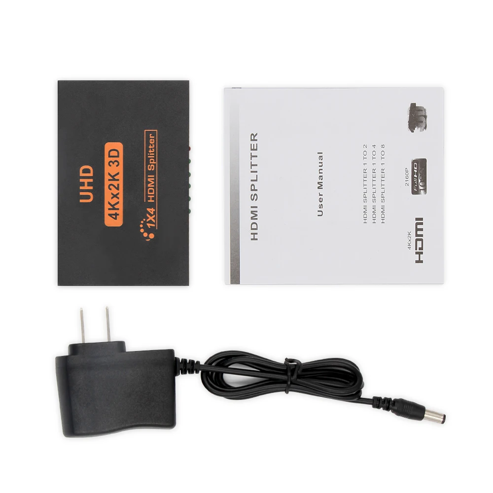 4kX2K Latest Model 3D UHD 1.4V mini HDMI Splitter 1x4 1input 4 output splitter with 5v 1A power